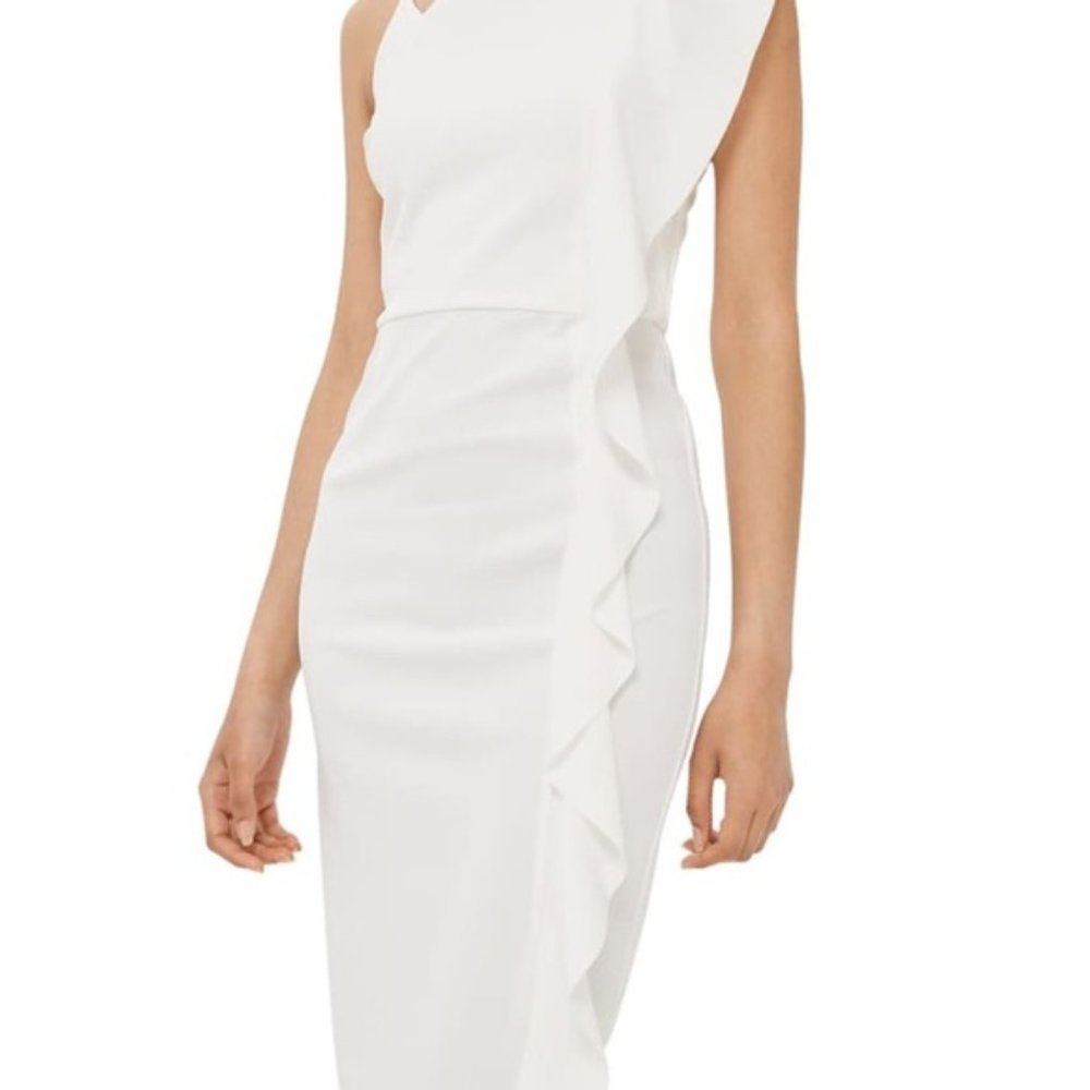 Topshop Asymmetrical white Ruffle dress Size S